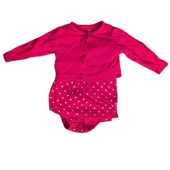 Carter's Red Heart Dress Onesie Size 6 Months - Picture 1 of 5